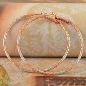 Earrings ~ Tri-Gold ~ 2"  ~ Hoops ~ Dangle